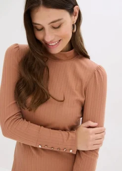 Damen bonprix Kleider|Bekleidung·Pullover & Strickjacken|Ripp-Jerseykleid aus Viskose-mix