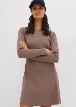 Online Rippkleid aus elastischem Baumwoll-Mix Damen Nachhaltigere Materialien|Kleider