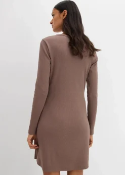 Online Rippkleid aus elastischem Baumwoll-Mix Damen Nachhaltigere Materialien|Kleider