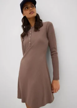 Online Rippkleid aus elastischem Baumwoll-Mix Damen Nachhaltigere Materialien|Kleider