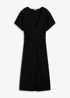 Online Rippkleid aus Jersey mit seitlicher Raffung Damen Kleider|Bekleidung·Pullover & Strickjacken