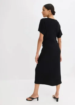 Online Rippkleid aus Jersey mit seitlicher Raffung Damen Kleider|Bekleidung·Pullover & Strickjacken
