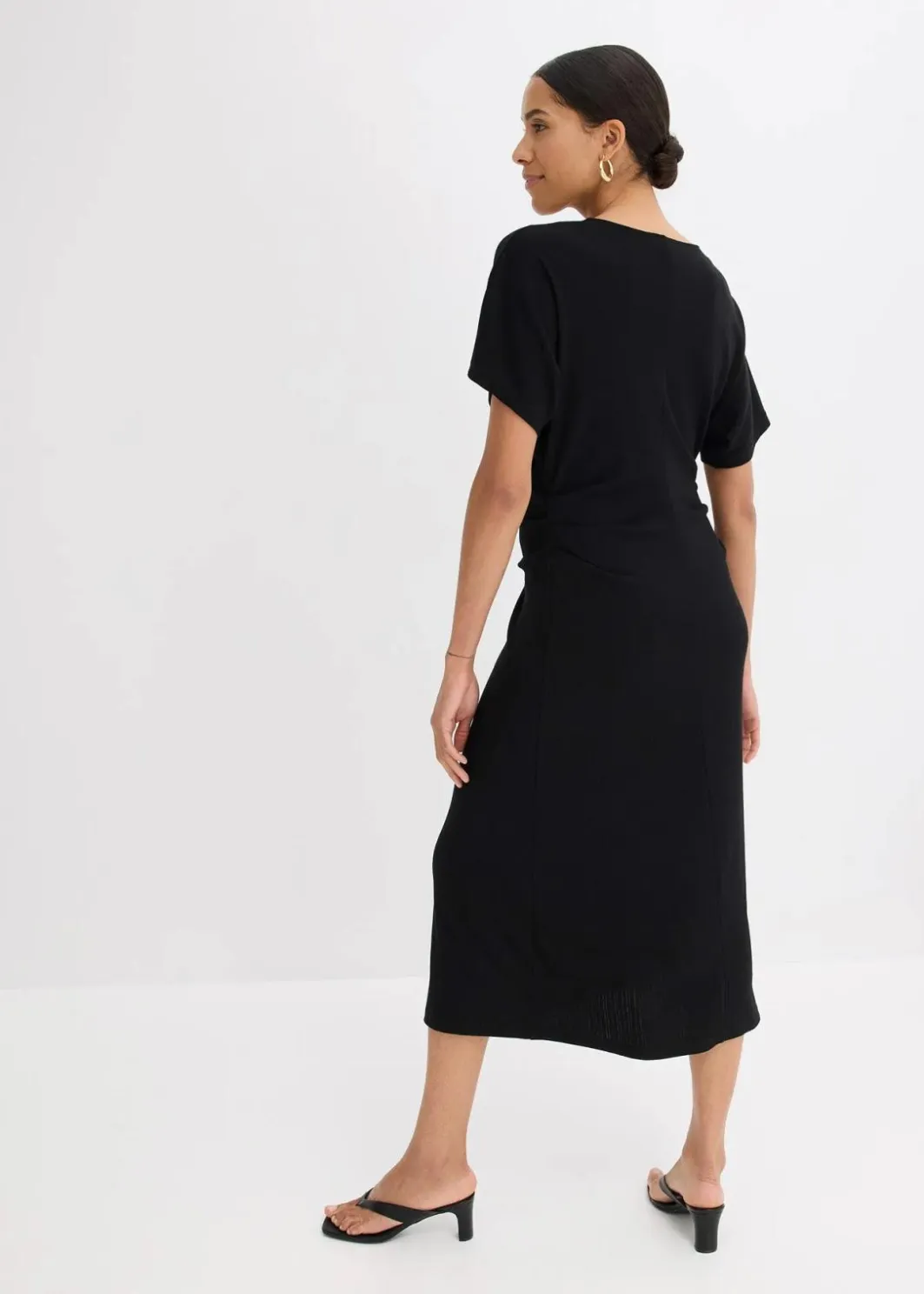 Online Rippkleid aus Jersey mit seitlicher Raffung Damen Kleider|Bekleidung·Pullover & Strickjacken