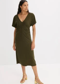 Damen bonprix Bekleidung·Pullover & Strickjacken|Kleider|Rippkleid aus Jersey mit seitlicher Raffung