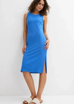 Damen bonprix Nachhaltigere Materialien|Kleider|Rippkleid mit seitlichen Schlitzen aus Viskose-Mix