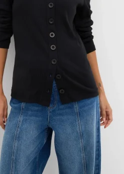 Outlet Ripp-Langarmshirt aus reiner Baumwolle Damen Bekleidung·Röcke|Basics