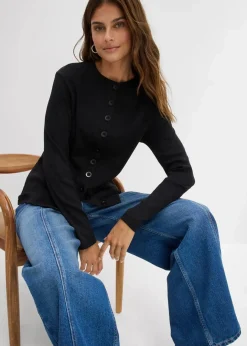 Outlet Ripp-Langarmshirt aus reiner Baumwolle Damen Bekleidung·Röcke|Basics