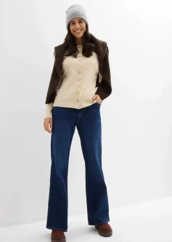 Damen bonprix Nachhaltigere Materialien|Shirts & Tops|Ripp-Langarmshirt aus reiner Baumwolle