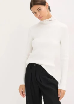 Online Ripp-Pullover aus fließendem Viskose-Mix Damen Bekleidung·Umstandsmode|Strickmode