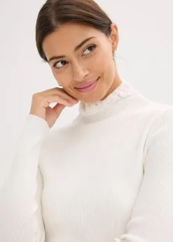 Online Ripp-Pullover aus fließendem Viskose-Mix Damen Bekleidung·Umstandsmode|Strickmode