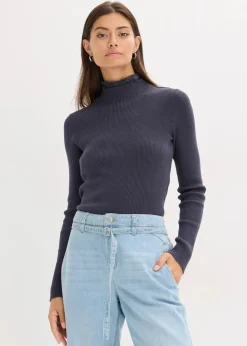 Ripp-Pullover aus fließendem Viskose-Mix Damen Bekleidung·Umstandsmode|Strickmode