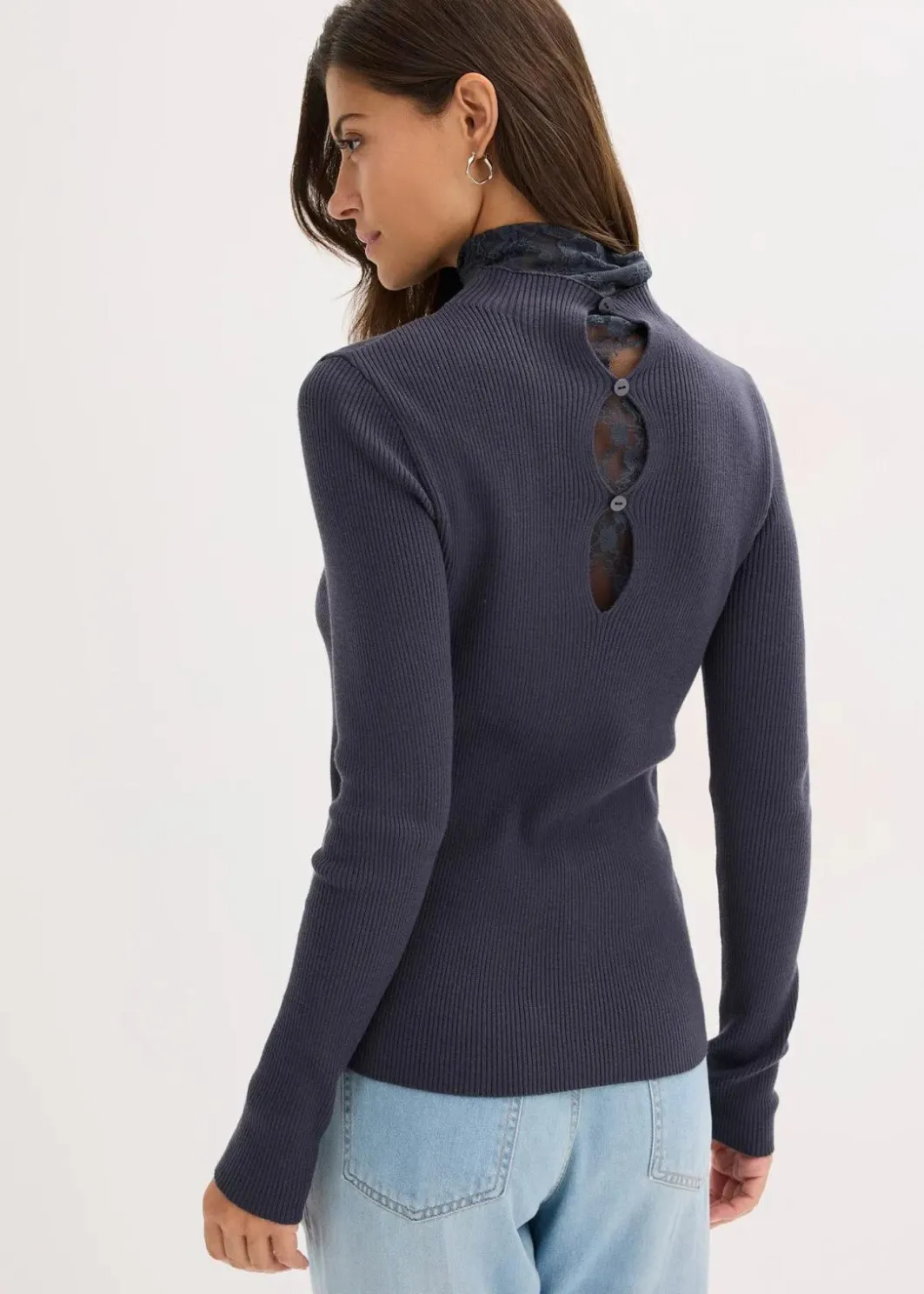 Ripp-Pullover aus fließendem Viskose-Mix Damen Bekleidung·Umstandsmode|Strickmode