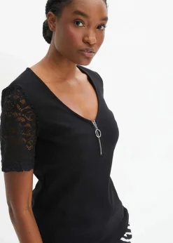 Damen bonprix Shirts & Tops|Rippshirt aus Baumwolle