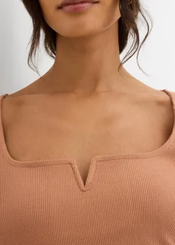 Damen bonprix Nachhaltigere Materialien|Rippshirt aus reiner Bio-Baumwolle