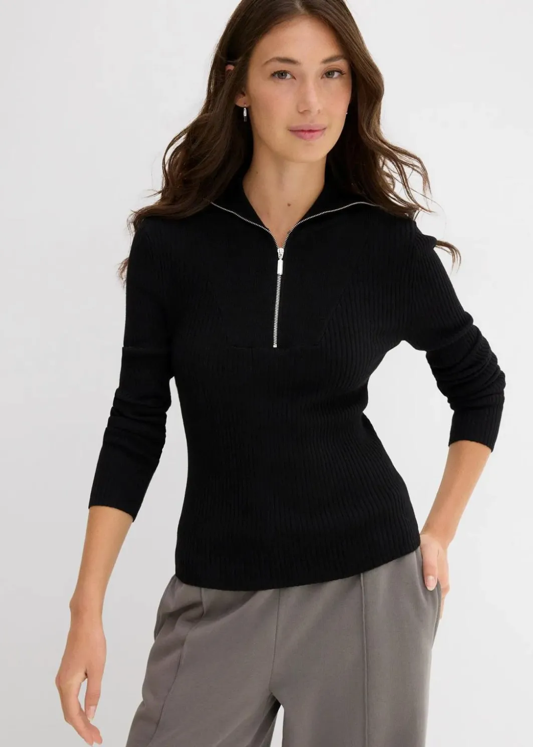Damen bonprix Shirts & Tops|Nachhaltigere Materialien|Rippshirt aus softem Viskose-Mix