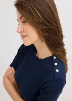 Damen bonprix Shirts & Tops|Rippshirt aus softem Viskose-Mix