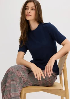 Damen bonprix Shirts & Tops|Rippshirt aus softem Viskose-Mix