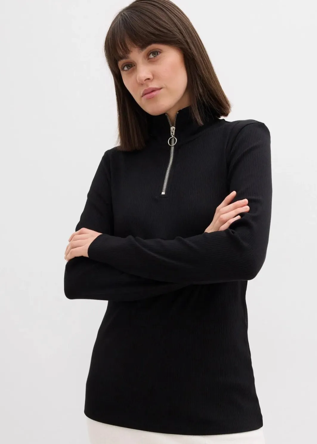 Damen bonprix Shirts & Tops|Rippshirt aus softem Viskose-Mix