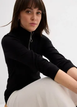 Damen bonprix Shirts & Tops|Rippshirt aus softem Viskose-Mix