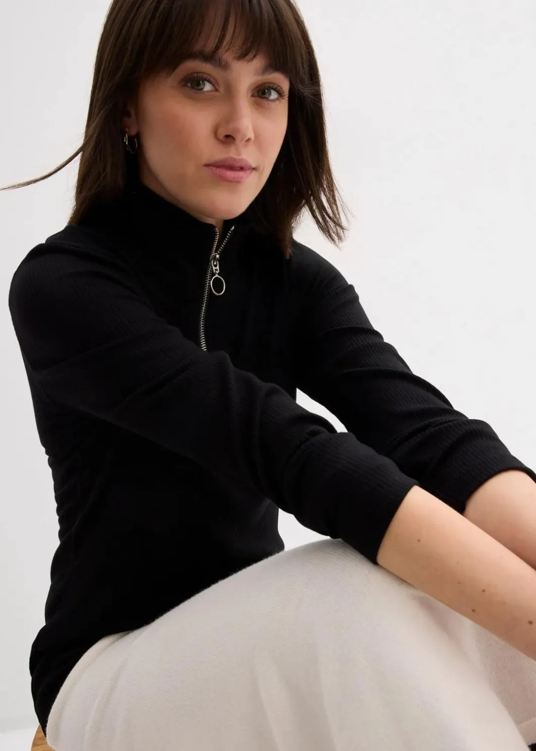 Damen bonprix Shirts & Tops|Rippshirt aus softem Viskose-Mix