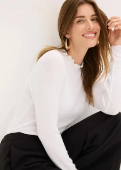 Damen bonprix Shirts & Tops|Rippshirt aus Viskose-Mix