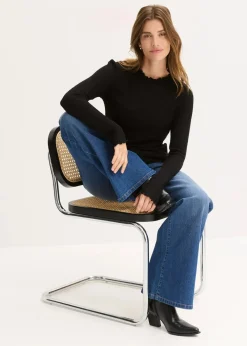 Damen bonprix Shirts & Tops|Rippshirt aus Viskose-Mix