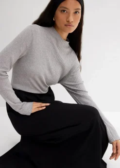 Damen bonprix Shirts & Tops|Rippshirt aus Viskose-Mix