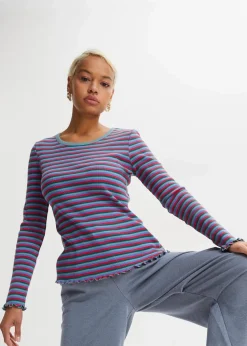 Hot Rippshirt gestreift aus Bio-Baumwolle Damen Shirts & Tops