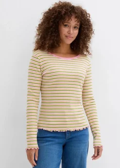 Damen bonprix Shirts & Tops|Rippshirt gestreift aus Bio-Baumwolle