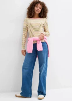 Damen bonprix Shirts & Tops|Rippshirt gestreift aus Bio-Baumwolle