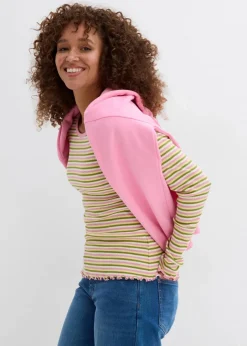 Damen bonprix Shirts & Tops|Rippshirt gestreift aus Bio-Baumwolle