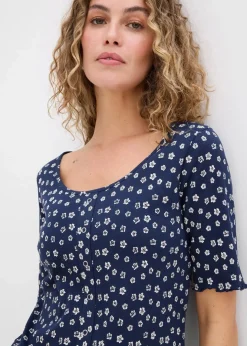 Hot Ripp-Shirt mit Blumendruck, Halbarm Damen Shirts & Tops