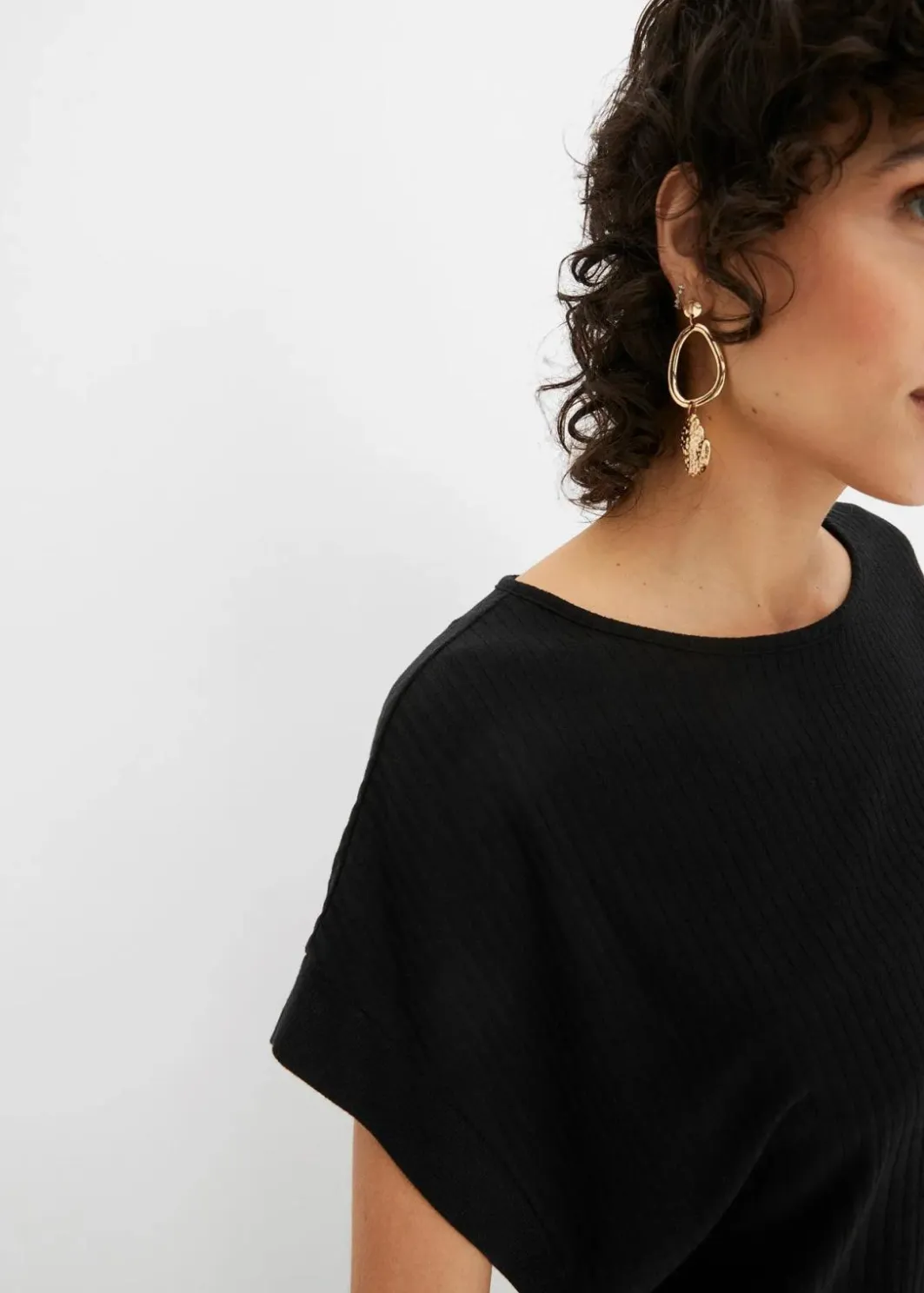 Damen bonprix Shirts & Tops|Rippshirt mit Fledermausärmeln