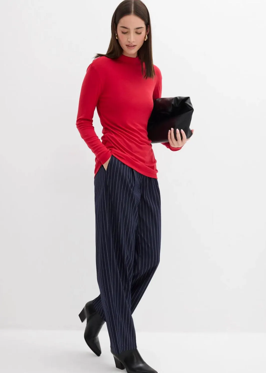 Damen bonprix Shirts & Tops|Rippshirt mit Raffung