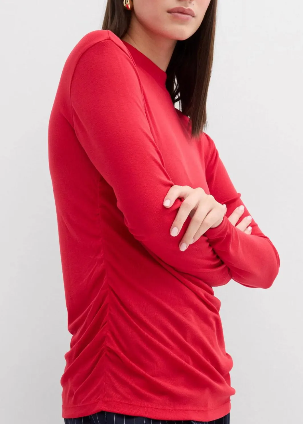 Damen bonprix Shirts & Tops|Rippshirt mit Raffung