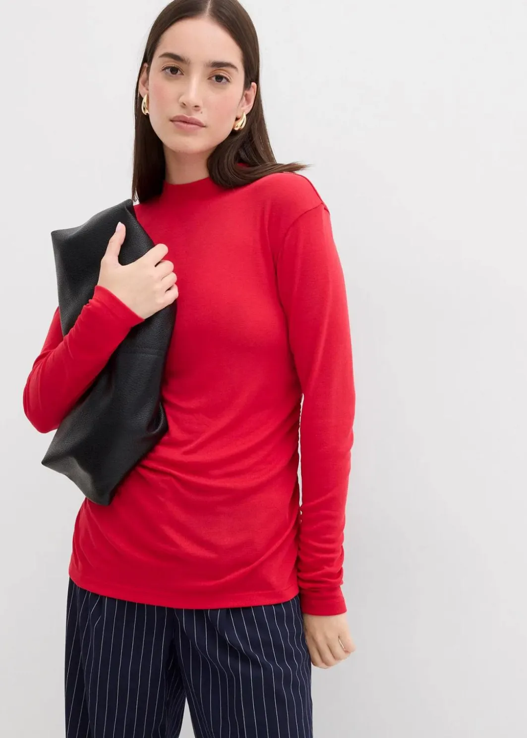 Damen bonprix Shirts & Tops|Rippshirt mit Raffung