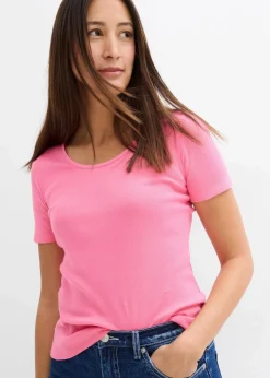 Damen bonprix Bekleidung·Röcke|Basics|Rippshirt mit reiner Bio-Baumwolle (2er Pack)
