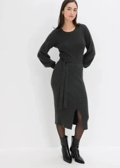 Best Ripp-Strickkleid aus fließendem Viskose-Mix Damen Kleider|Strickmode