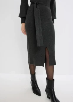 Best Ripp-Strickkleid aus fließendem Viskose-Mix Damen Kleider|Strickmode