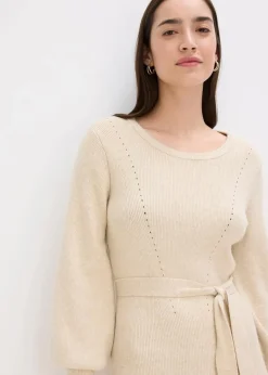 Damen bonprix Bekleidung·Umstandsmode|Bekleidung·Pullover & Strickjacken|Ripp-Strickkleid aus fließendem Viskose-Mix