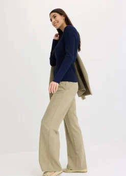 Sale Ripp-Strickpullover aus Viskose-Mix Damen Nachhaltigere Materialien