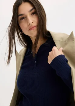 Sale Ripp-Strickpullover aus Viskose-Mix Damen Nachhaltigere Materialien