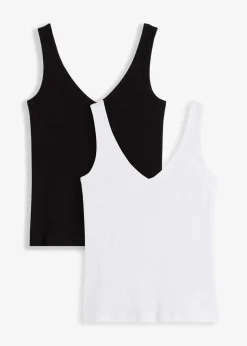 Damen bonprix Nachhaltigere Materialien|Shirts & Tops|Ripp-Top aus reiner Bio-Baumwolle (2er Pack)