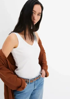 Damen bonprix Nachhaltigere Materialien|Shirts & Tops|Ripp-Top aus reiner Bio-Baumwolle (2er Pack)