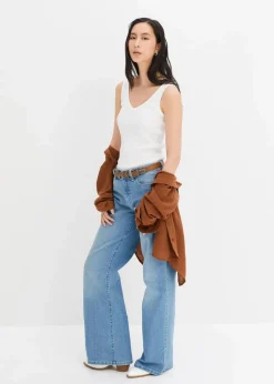 Damen bonprix Nachhaltigere Materialien|Shirts & Tops|Ripp-Top aus reiner Bio-Baumwolle (2er Pack)