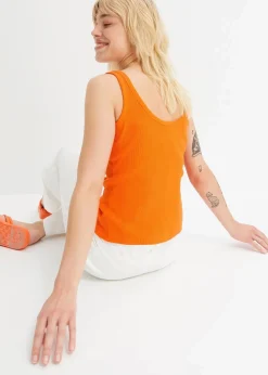 Damen bonprix Shirts & Tops|Nachhaltigere Materialien|Ripp-Top aus reiner Bio-Baumwolle (2er Pack)
