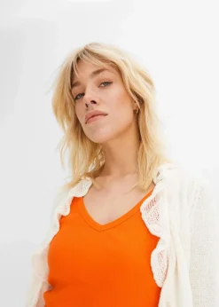 Damen bonprix Shirts & Tops|Nachhaltigere Materialien|Ripp-Top aus reiner Bio-Baumwolle (2er Pack)