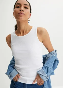 Online Ripp-Top aus reiner Bio-Baumwolle (2er Pack) Damen Nachhaltigere Materialien|Shirts & Tops