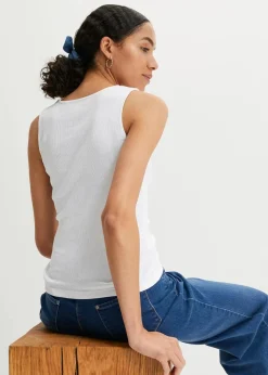 Online Ripp-Top aus reiner Bio-Baumwolle (2er Pack) Damen Nachhaltigere Materialien|Shirts & Tops