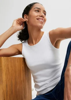 Online Ripp-Top aus reiner Bio-Baumwolle (2er Pack) Damen Nachhaltigere Materialien|Shirts & Tops